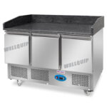 commercial saladette pizza prep fridge with granite counter