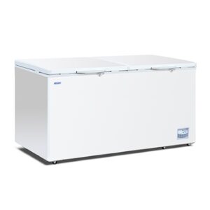 Energy-efficient storage chest fridge with 750L capacity, inventory baskets and solid doors