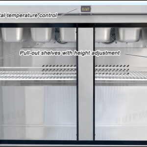 commercial salad prep fridge with glass display for pizzerias, cafés, and restaurants