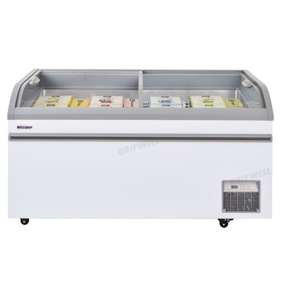 Energy-efficient storage chest fridge with 550L capacity, inventory baskets and solid doors