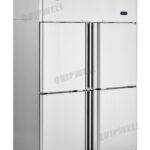 4-split door commercial upright storage freezer with stainless steel doors and auto defrost