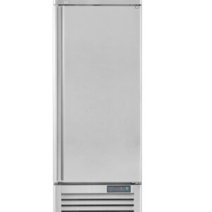 1-door commercial upright storage freezer with stainless steel doors and auto defrost