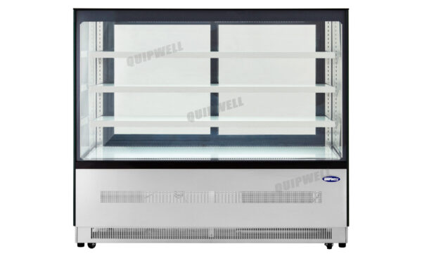 4-tier commercial cake display fridge with anti-fog panoramic glass and LED lighting