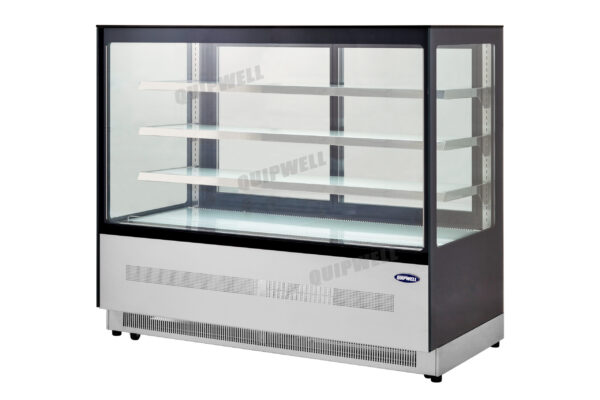 4-tier commercial cake display fridge with anti-fog panoramic glass and LED lighting