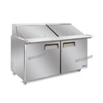 commercial mega salad prep fridge with stainless steel GN pans