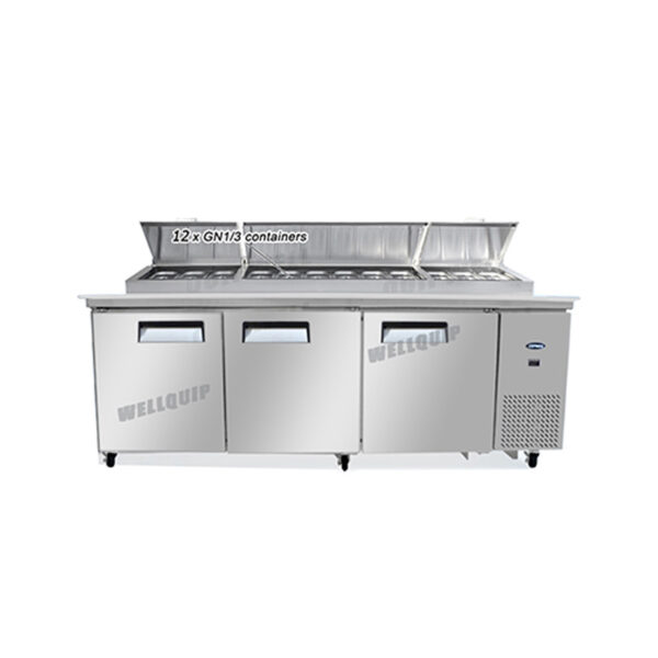 IMAGE.jpg commercial pizza prep fridge with stainless steel GN pans