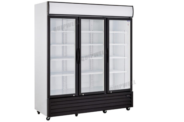 LG1500HD -5 3-door commercial upright display fridge with glass doors and LED lighting