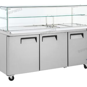 MS64G 3 Door Glass Mega Salad Prep Fridge 640L 30×GN1/6