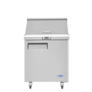 commercial mega salad prep fridge with stainless steel GN pans