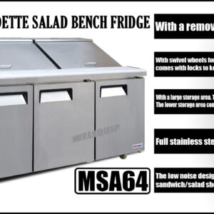 commercial mega salad prep fridge with stainless steel GN pans
