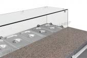 commercial saladette prep fridge with stainless steel GN pans