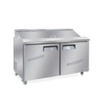 commercial salad prep fridge with stainless steel GN pans