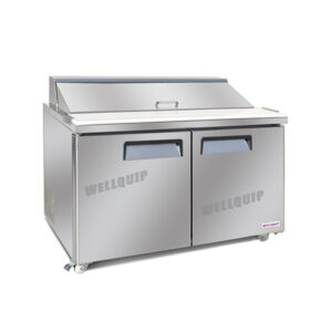 commercial salad prep fridge with stainless steel GN pans