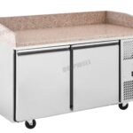 commercial bakery prep fridge with granite benchtop and splashbacK