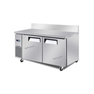 2-door commercial bench freezer with stainless steel doors, splashback and low running costs