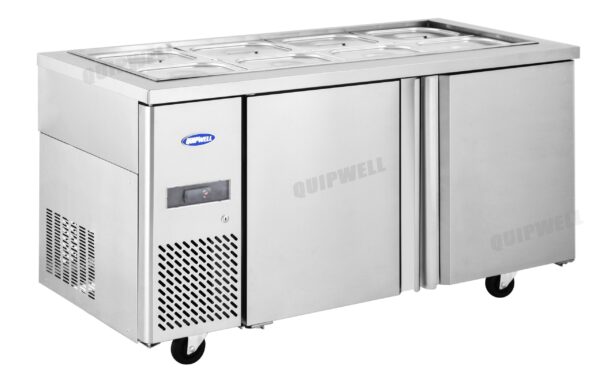 SR158-2 Edit commercial saladette prep fridge with stainless steel GN pans