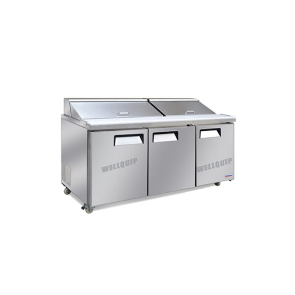 commercial salad prep fridge with stainless steel GN pans