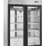 2-door commercial upright display fridge with Low-E glass and LED lighting