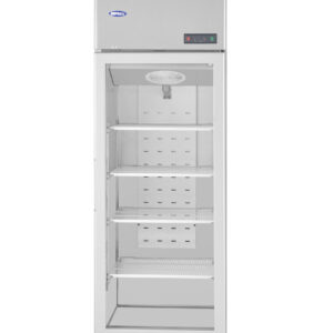 1-door commercial upright display fridge with Low-E glass and LED lighting