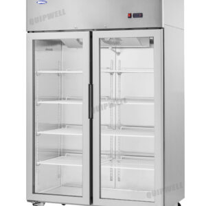2-door commercial upright display fridge with Low-E glass and LED lighting