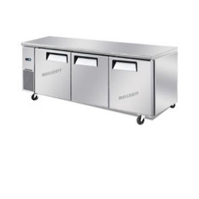 Under-Bench-Fridge.jpg 3-door commercial under bench freezer with stainless steel doors and low running costs