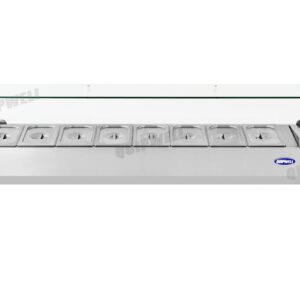 countertop salad prep fridge with stainless steel GN pans