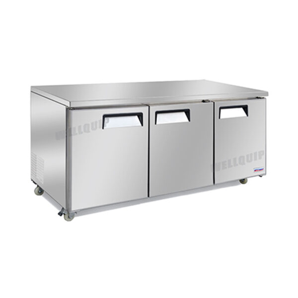 glass-Door-2.jpg 3-door commercial bench fridge with integrated benchtop, stainless steel doors and low running costs