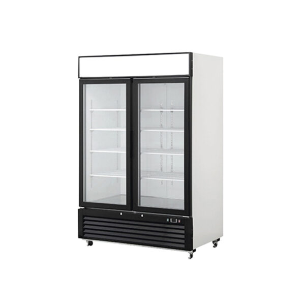 p5-1.jpg 2-door commercial upright display fridge with sliding glass doors and LED lighting