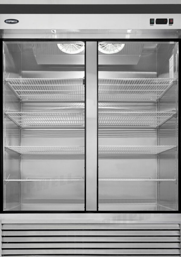 Powerful upright display freezer with 1335L capacity, fan-forced cooling and auto defrost