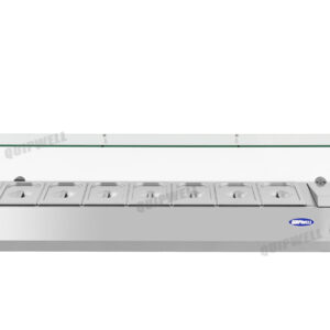 countertop salad prep fridge with stainless steel GN pans