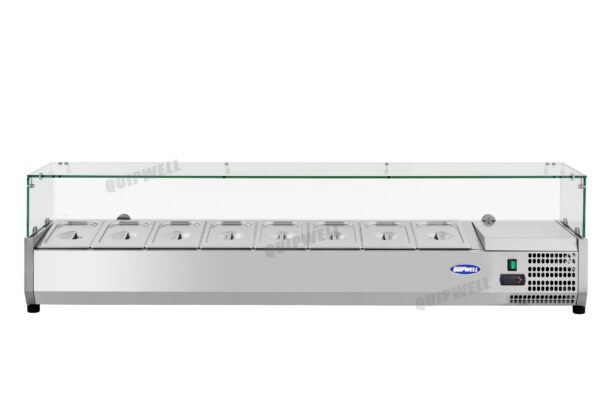 countertop salad prep fridge with stainless steel GN pans